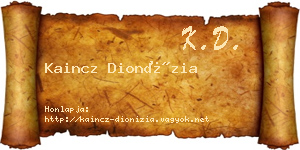 Kaincz Dionízia névjegykártya